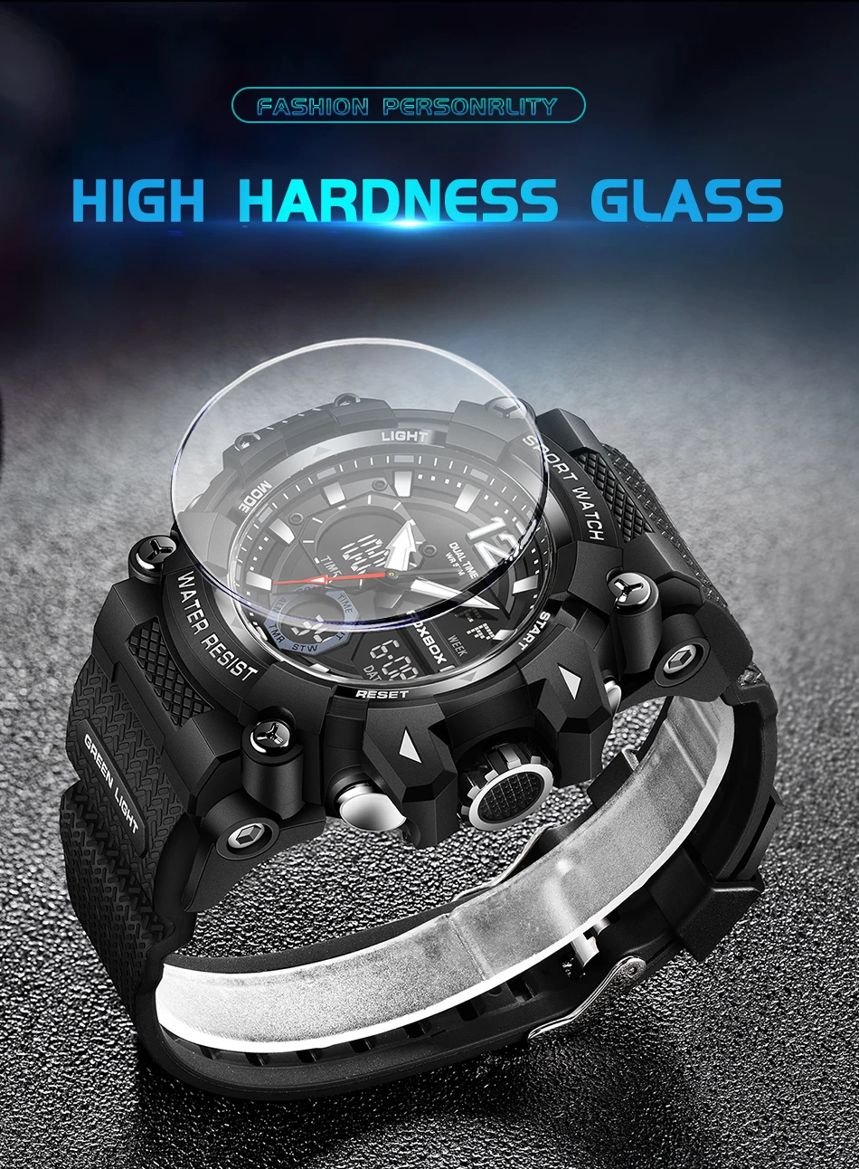 LIGE-Montres de sport étanches à la mode pour hommes, montre-bracelet multifonction, horloge militaire, alarme LED, degré de choc, 50m