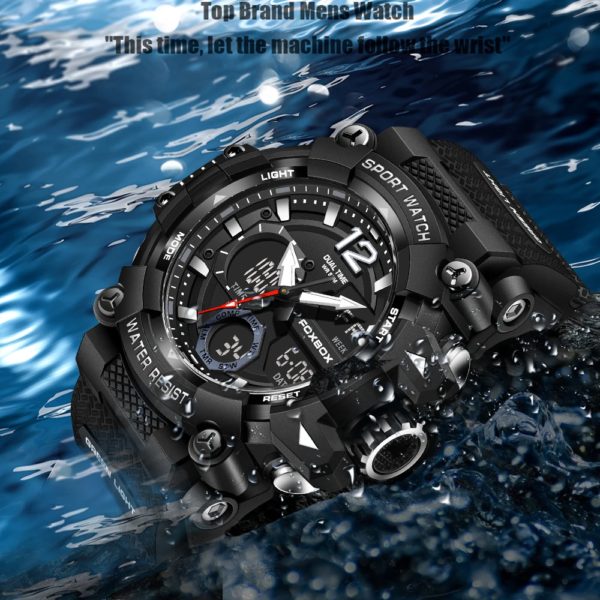 LIGE-Montres de sport étanches à la mode pour hommes, montre-bracelet multifonction, horloge militaire, alarme LED, degré de choc, 50m – Image 4