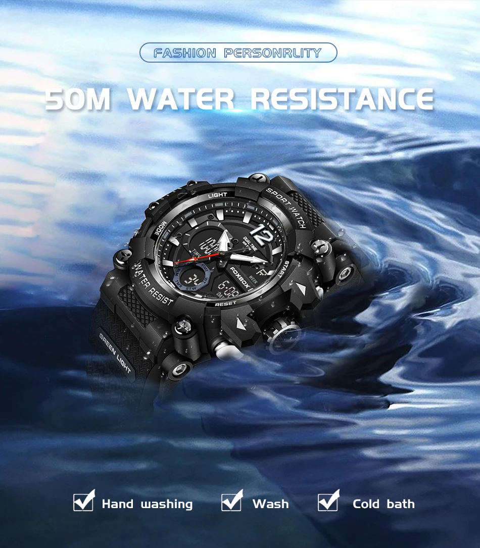 LIGE-Montres de sport étanches à la mode pour hommes, montre-bracelet multifonction, horloge militaire, alarme LED, degré de choc, 50m
