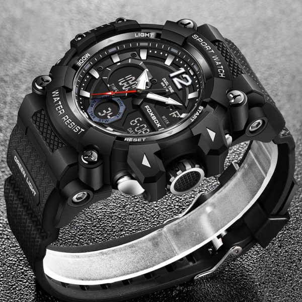 LIGE-Montres de sport étanches à la mode pour hommes, montre-bracelet multifonction, horloge militaire, alarme LED, degré de choc, 50m – Image 2