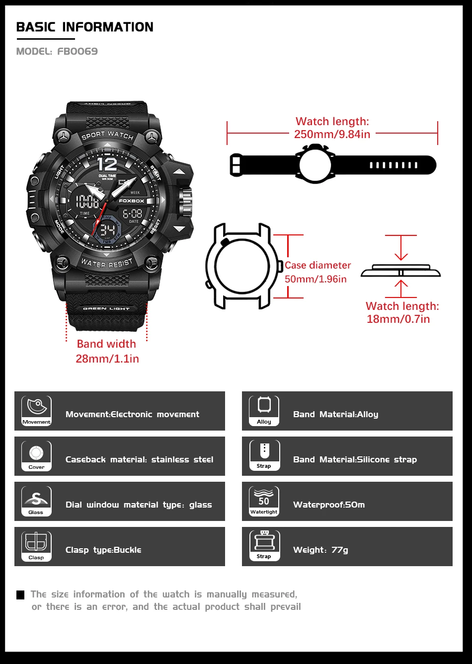 LIGE-Montres de sport étanches à la mode pour hommes, montre-bracelet multifonction, horloge militaire, alarme LED, degré de choc, 50m