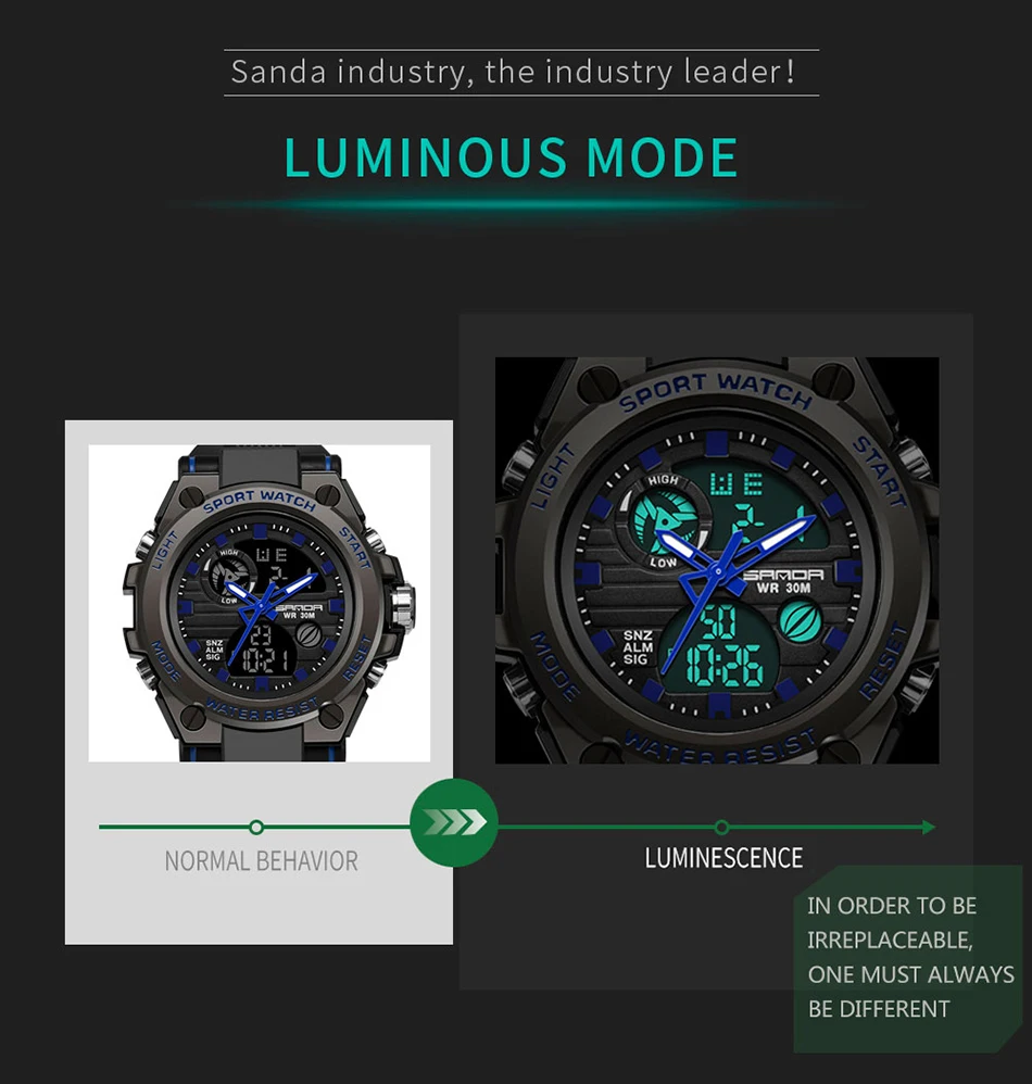 SANDA – montre numérique de sport pour hommes, Style 739G, antichoc, électronique, étanche