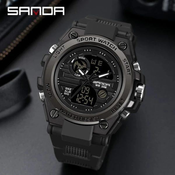 SANDA – montre numérique de sport pour hommes, Style 739G, antichoc, électronique, étanche – Image 2
