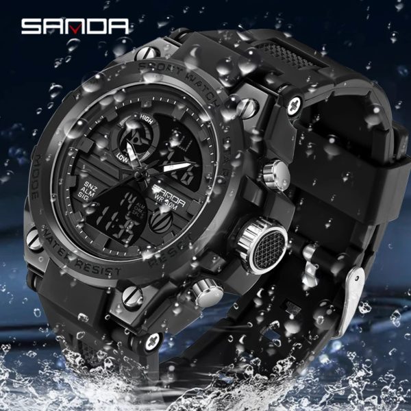 SANDA – montre numérique de sport pour hommes, Style 739G, antichoc, électronique, étanche – Image 5