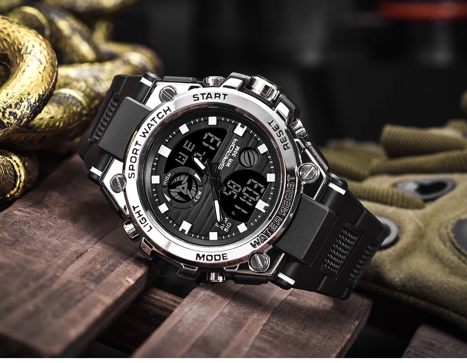 SANDA – montre numérique de sport pour hommes, Style 739G, antichoc, électronique, étanche