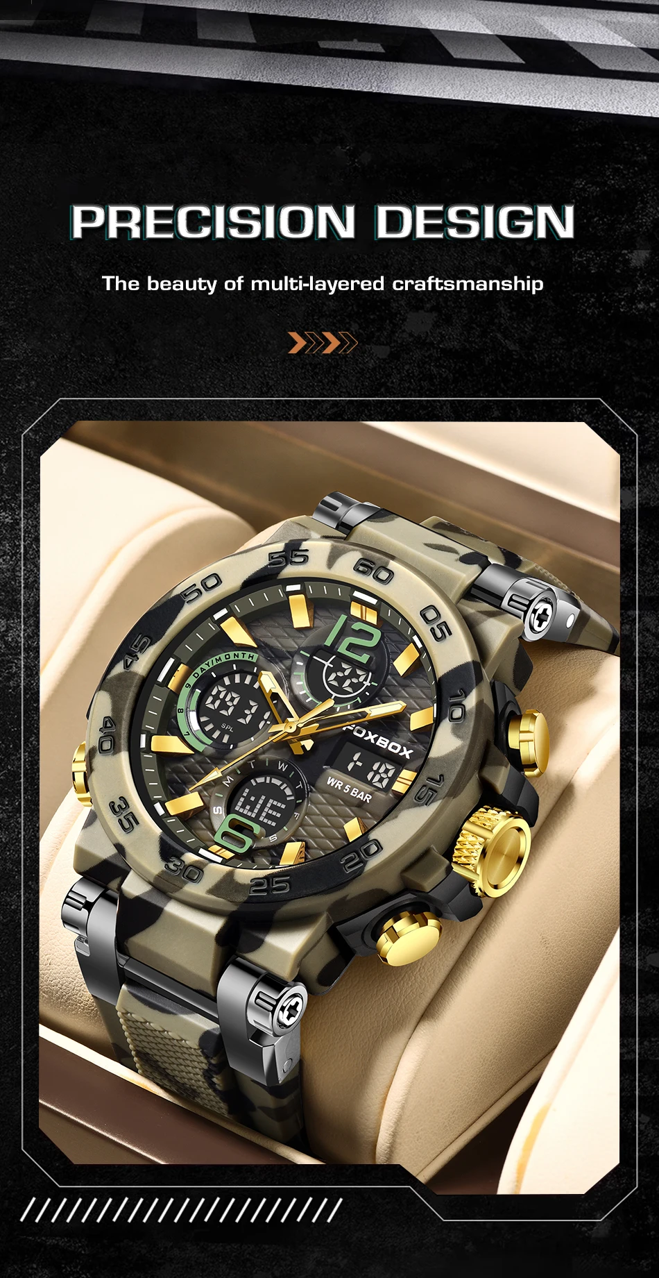 LIGE-Montre de sport électronique numérique pour homme, fonction complète, heure mondiale, LED, lampe de levage automatique de la main, étanche, nouveau