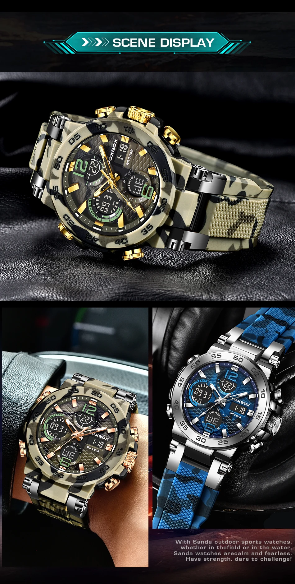 LIGE-Montre de sport électronique numérique pour homme, fonction complète, heure mondiale, LED, lampe de levage automatique de la main, étanche, nouveau