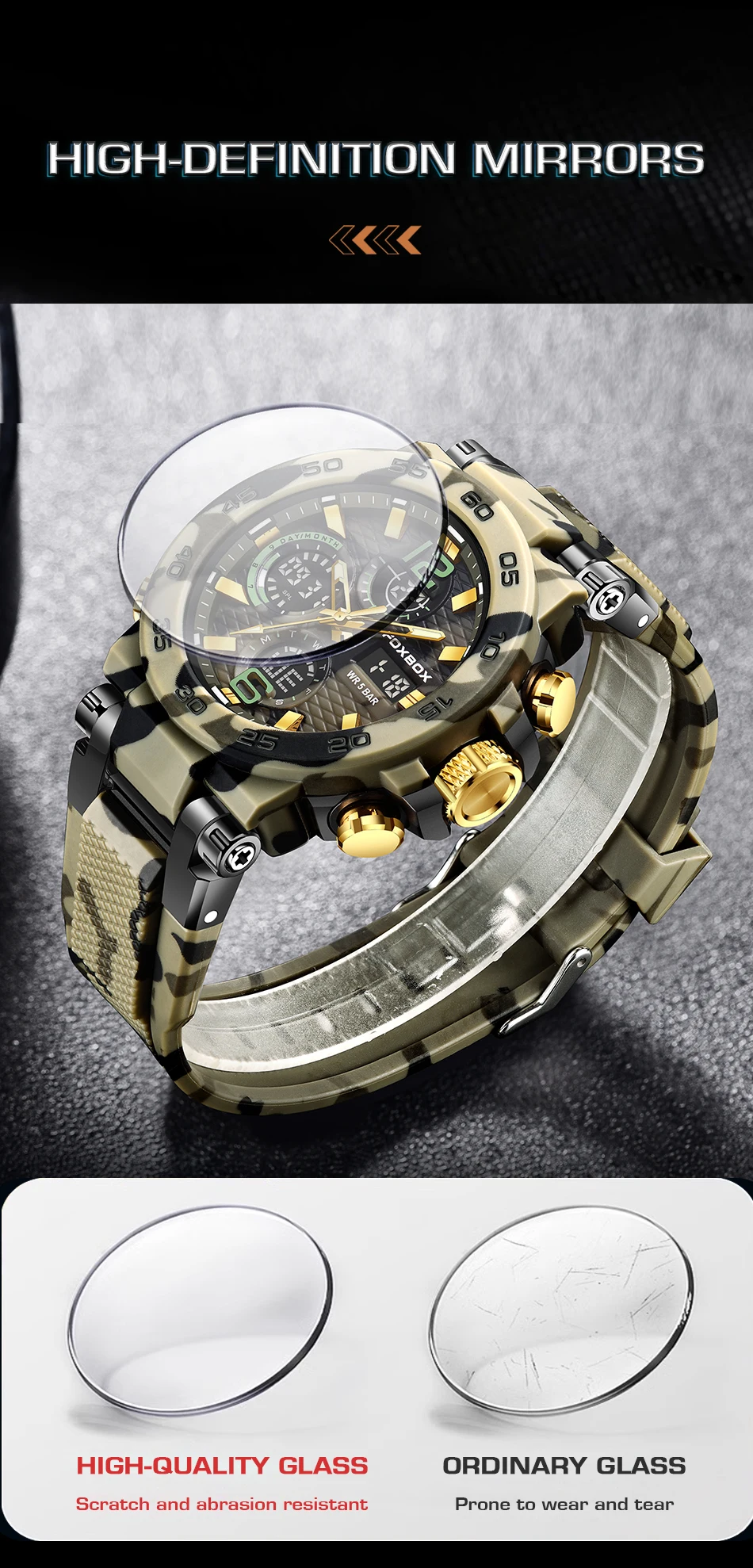 LIGE-Montre de sport électronique numérique pour homme, fonction complète, heure mondiale, LED, lampe de levage automatique de la main, étanche, nouveau