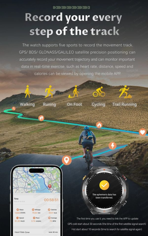 XIAOMI-Montre intelligente GPS, écran Ultra HD de 1.45 pouces, GPS et boussole intégrés, passer/recevoir des appels téléphoniques, bracelets de batterie de 650mAh, nouveau – Image 4