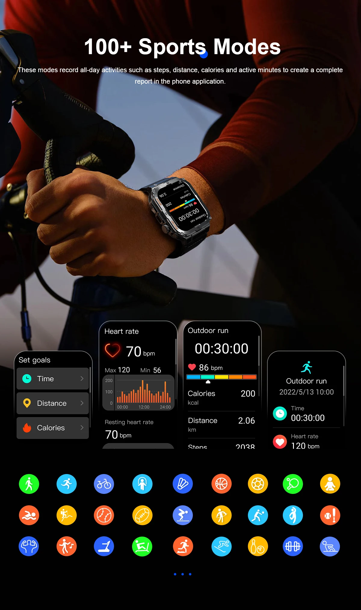 Montre intelligente militaire pour hommes, IP68, 5atm, sport de plein air, suivi de la condition physique, moniteur de santé, 1.96 pouces, appel BT, montre intelligente, traqueur GPS, 2025