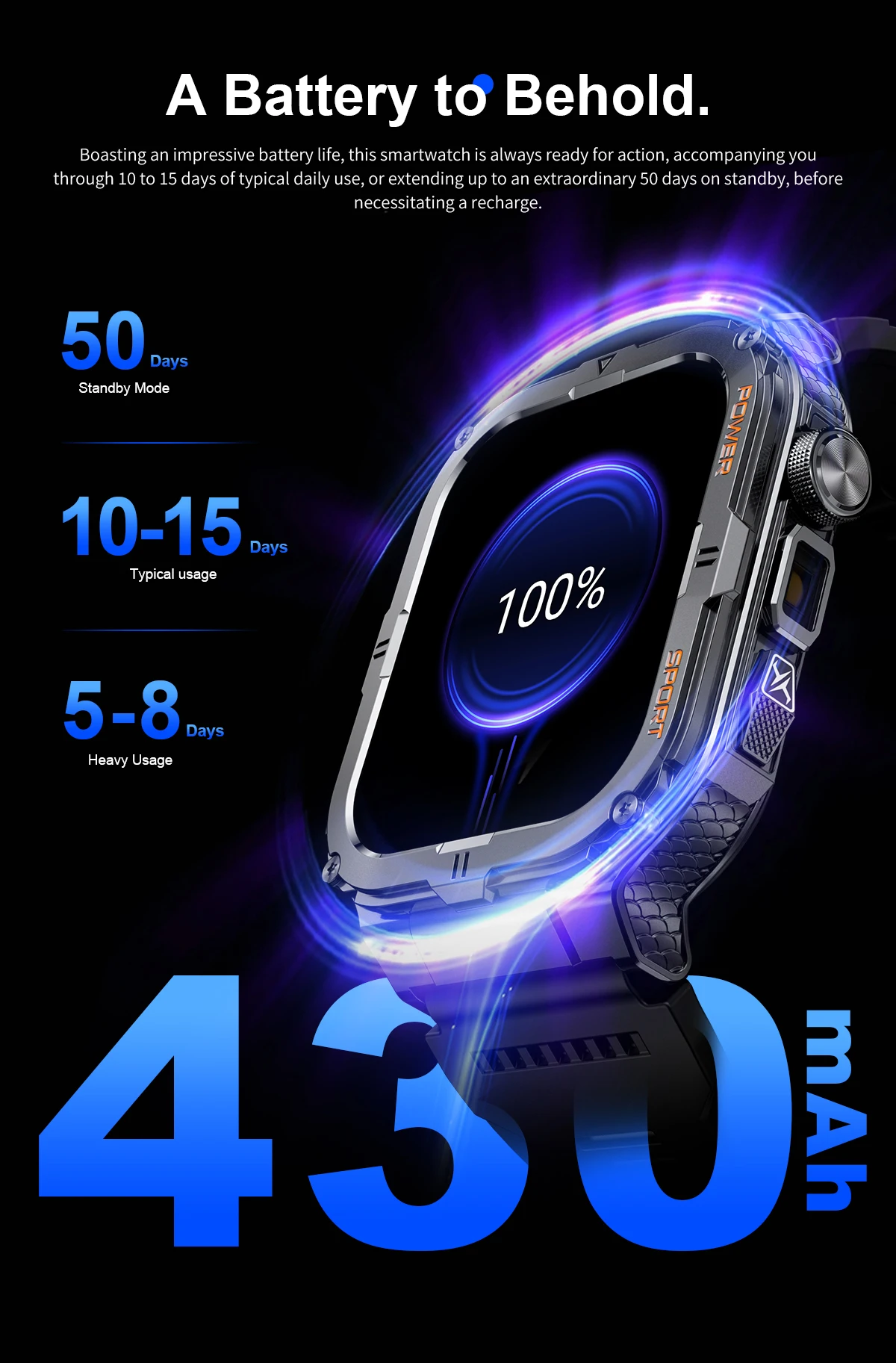Montre intelligente militaire pour hommes, IP68, 5atm, sport de plein air, suivi de la condition physique, moniteur de santé, 1.96 pouces, appel BT, montre intelligente, traqueur GPS, 2025