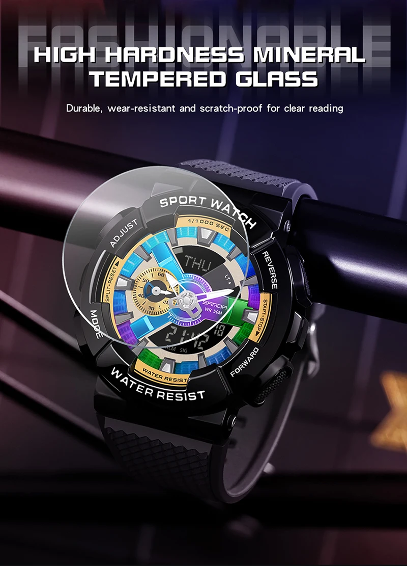 Sanda-Montre-bracelet numérique pour homme, style G, sport, étanche, choc militaire, haut de gamme, document magique, cool, luxe, 9004