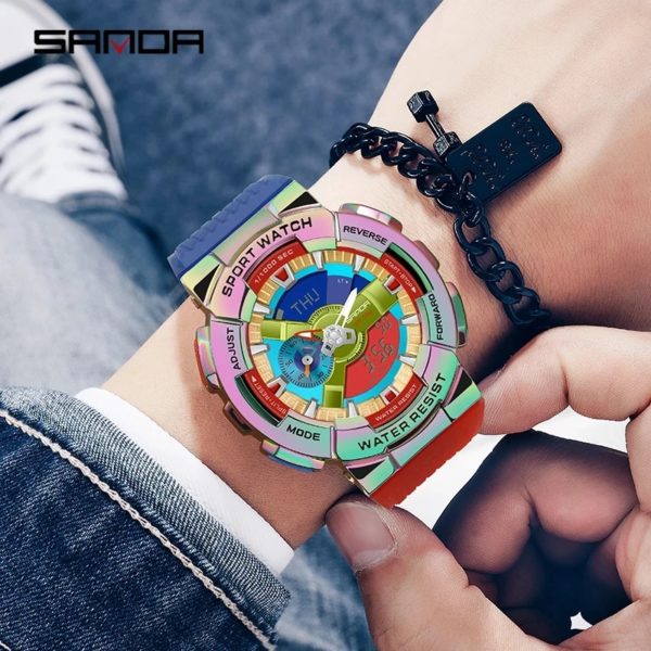 Sanda-Montre-bracelet numérique pour homme, style G, sport, étanche, choc militaire, haut de gamme, document magique, cool, luxe, 9004 – Image 4