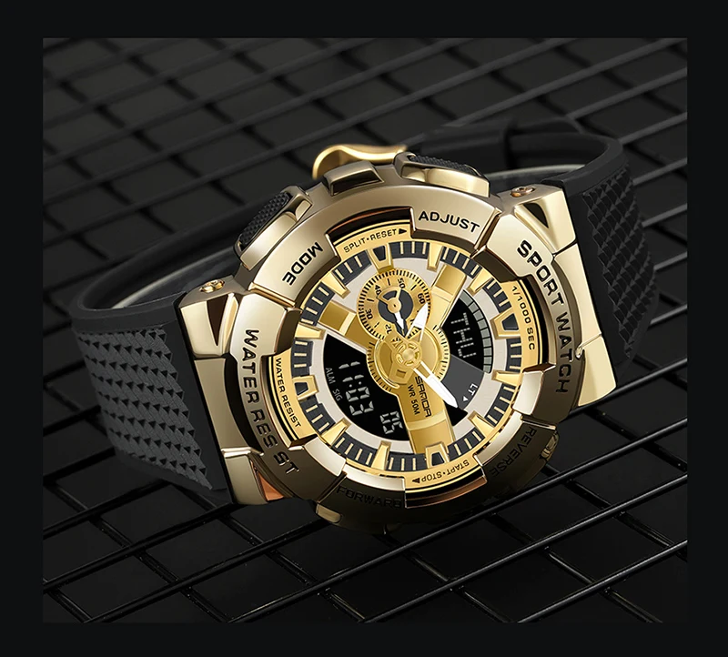 Sanda-Montre-bracelet numérique pour homme, style G, sport, étanche, choc militaire, haut de gamme, document magique, cool, luxe, 9004
