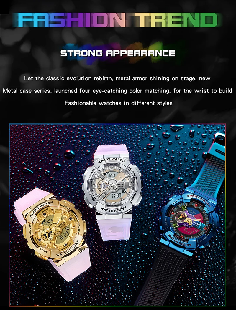 Sanda-Montre-bracelet numérique pour homme, style G, sport, étanche, choc militaire, haut de gamme, document magique, cool, luxe, 9004