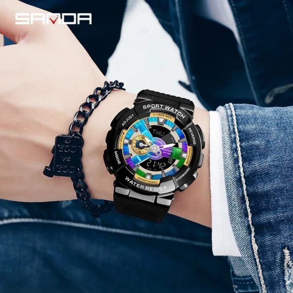 Sanda-Montre-bracelet numérique pour homme, style G, sport, étanche, choc militaire, haut de gamme, document magique, cool, luxe, 9004 – Image 6