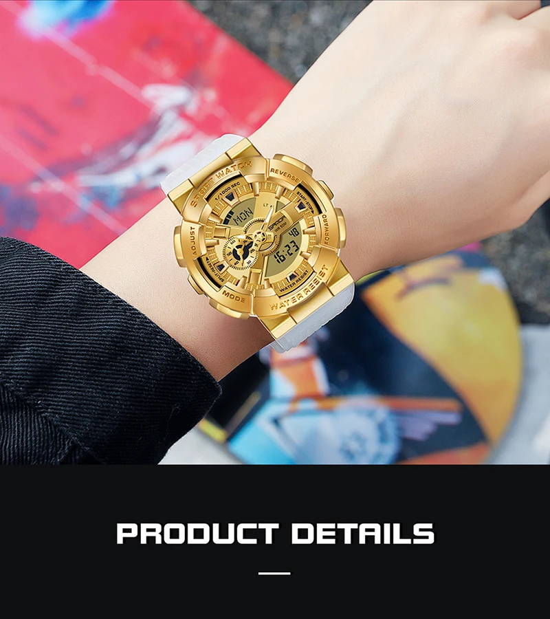 Sanda-Montre-bracelet numérique pour homme, style G, sport, étanche, choc militaire, haut de gamme, document magique, cool, luxe, 9004