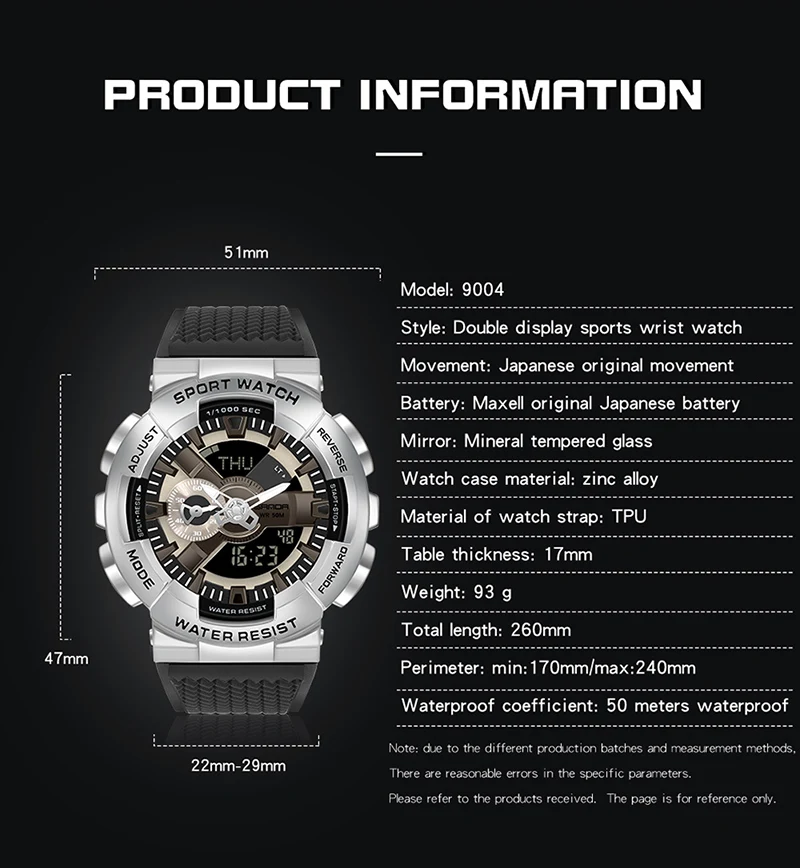 Sanda-Montre-bracelet numérique pour homme, style G, sport, étanche, choc militaire, haut de gamme, document magique, cool, luxe, 9004