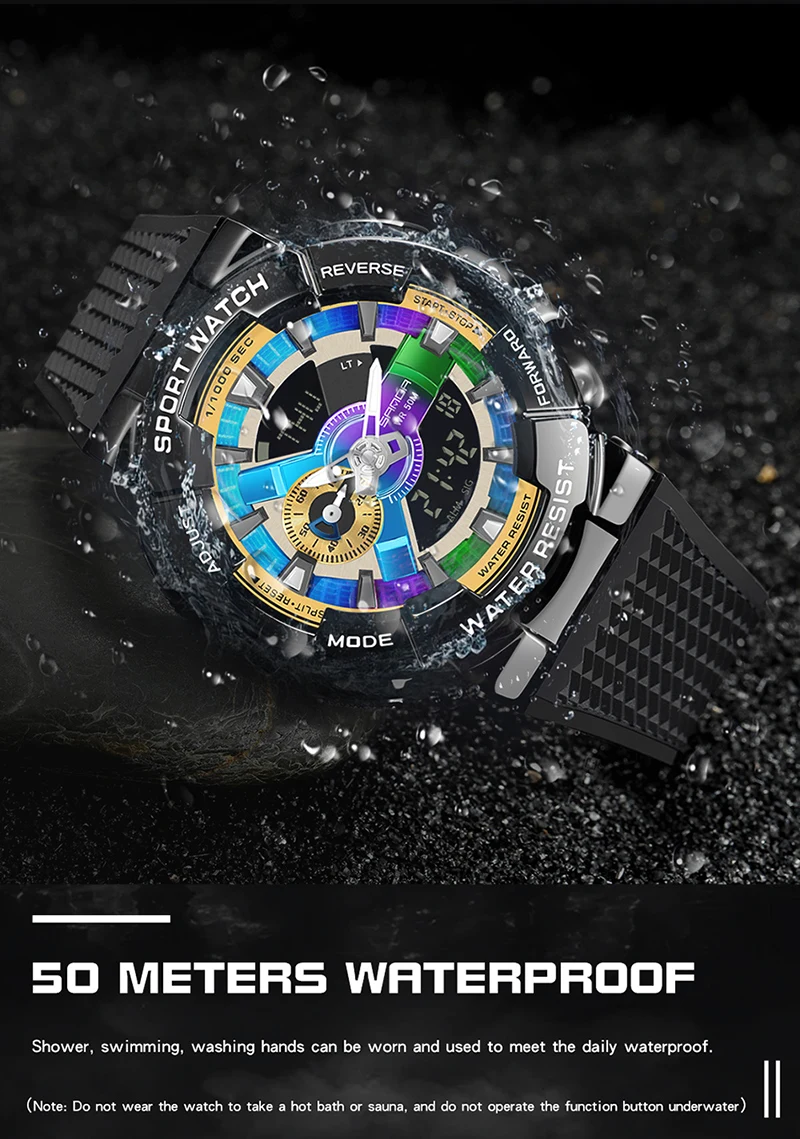Sanda-Montre-bracelet numérique pour homme, style G, sport, étanche, choc militaire, haut de gamme, document magique, cool, luxe, 9004
