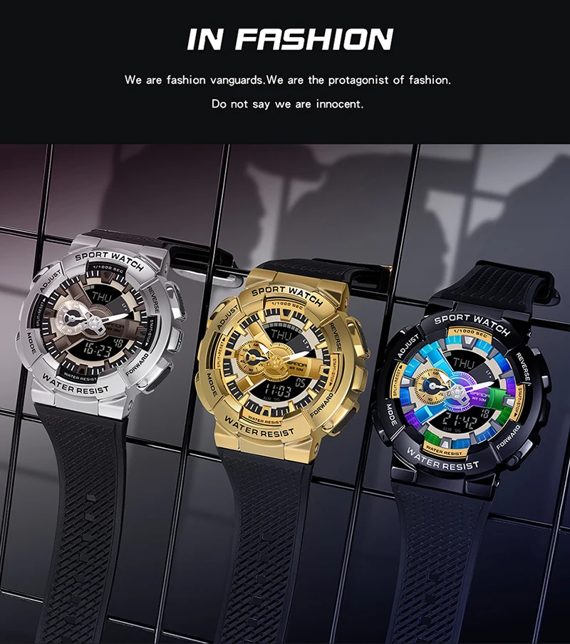 Sanda-Montre-bracelet numérique pour homme, style G, sport, étanche, choc militaire, haut de gamme, document magique, cool, luxe, 9004