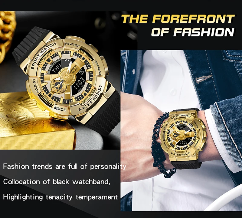 Sanda-Montre-bracelet numérique pour homme, style G, sport, étanche, choc militaire, haut de gamme, document magique, cool, luxe, 9004