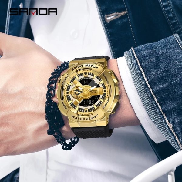 Sanda-Montre-bracelet numérique pour homme, style G, sport, étanche, choc militaire, haut de gamme, document magique, cool, luxe, 9004 – Image 5