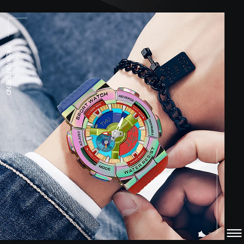 Sanda-Montre-bracelet numérique pour homme, style G, sport, étanche, choc militaire, haut de gamme, document magique, cool, luxe, 9004