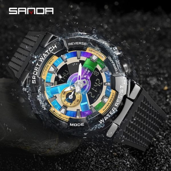Sanda-Montre-bracelet numérique pour homme, style G, sport, étanche, choc militaire, haut de gamme, document magique, cool, luxe, 9004 – Image 2