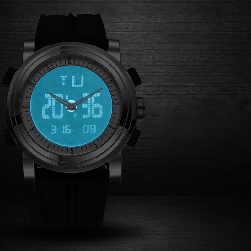 SINOBI-Montre Numérique de dehors pour Homme, Chronographe, Étanche, Noir, Militaire, Genève, Horloge à Quartz
