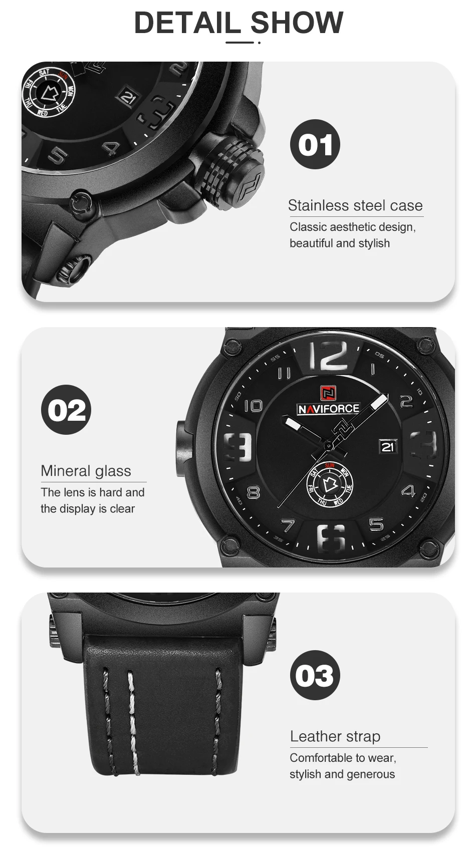NAVIFORCE-Montre à Quartz pour Homme, Marque de Luxe, dehors Militaire, Date Analogique, Horloge, Bracelet en Cuir, Livraison Gratuite