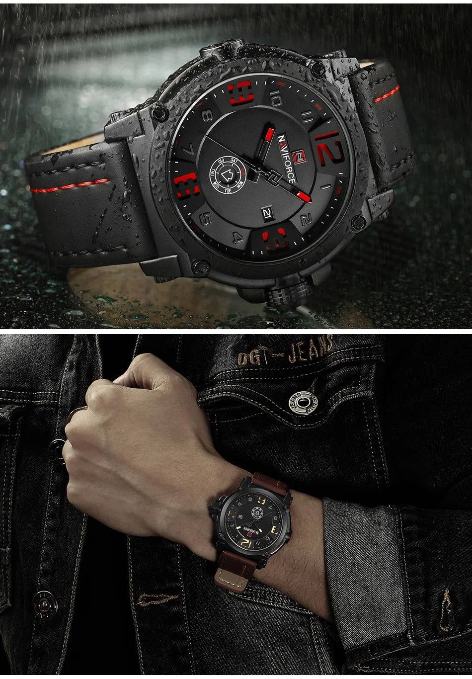 NAVIFORCE-Montre à Quartz pour Homme, Marque de Luxe, dehors Militaire, Date Analogique, Horloge, Bracelet en Cuir, Livraison Gratuite