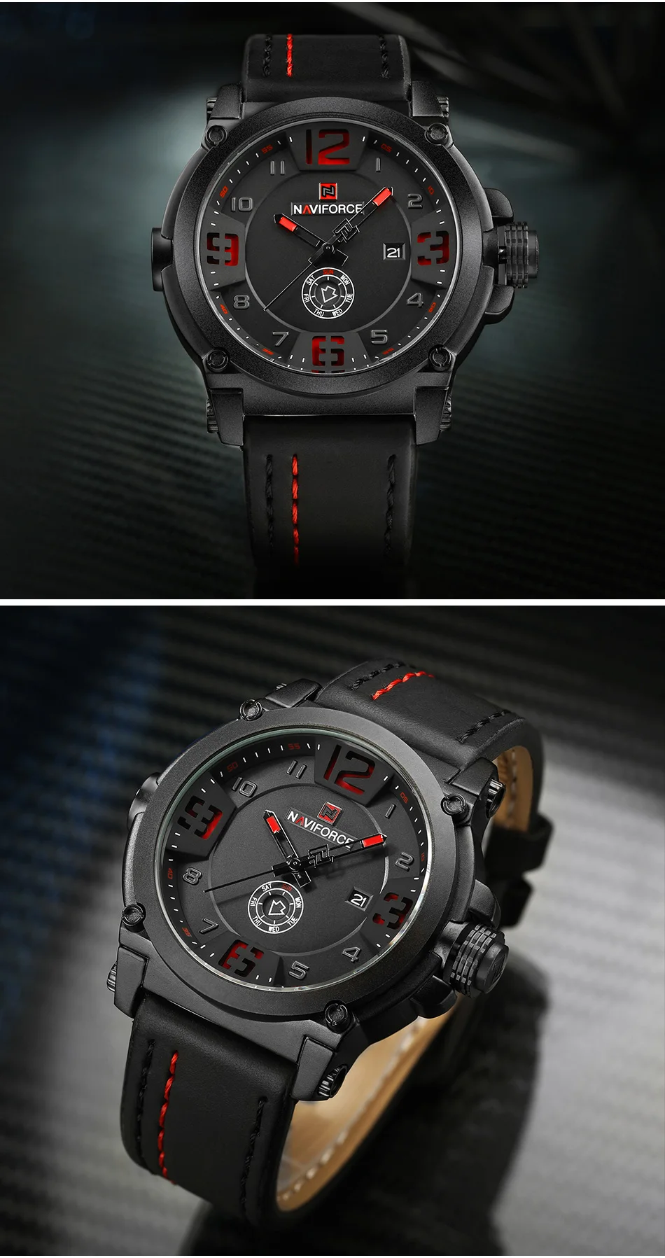 NAVIFORCE-Montre à Quartz pour Homme, Marque de Luxe, dehors Militaire, Date Analogique, Horloge, Bracelet en Cuir, Livraison Gratuite