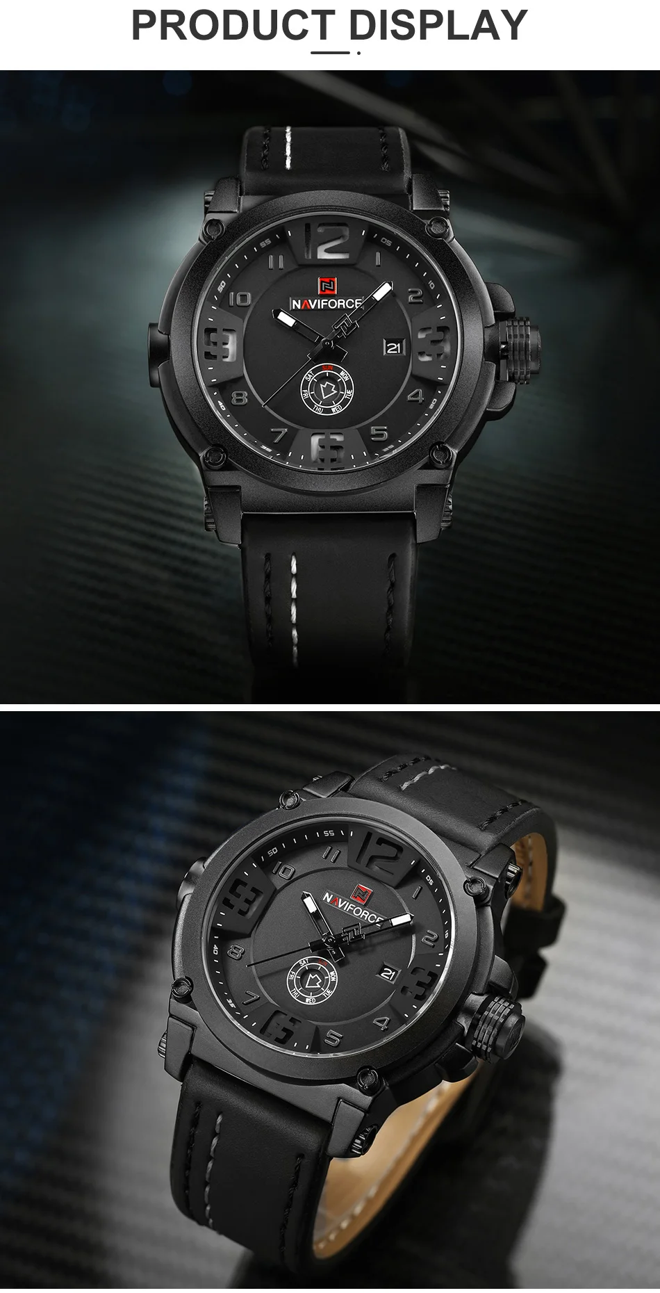 NAVIFORCE-Montre à Quartz pour Homme, Marque de Luxe, dehors Militaire, Date Analogique, Horloge, Bracelet en Cuir, Livraison Gratuite