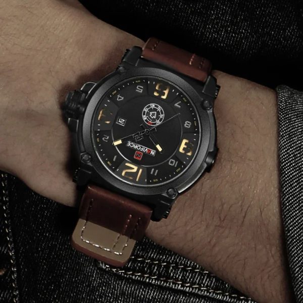 NAVIFORCE-Montre à Quartz pour Homme, Marque de Luxe, dehors Militaire, Date Analogique, Horloge, Bracelet en Cuir, Livraison Gratuite – Image 4