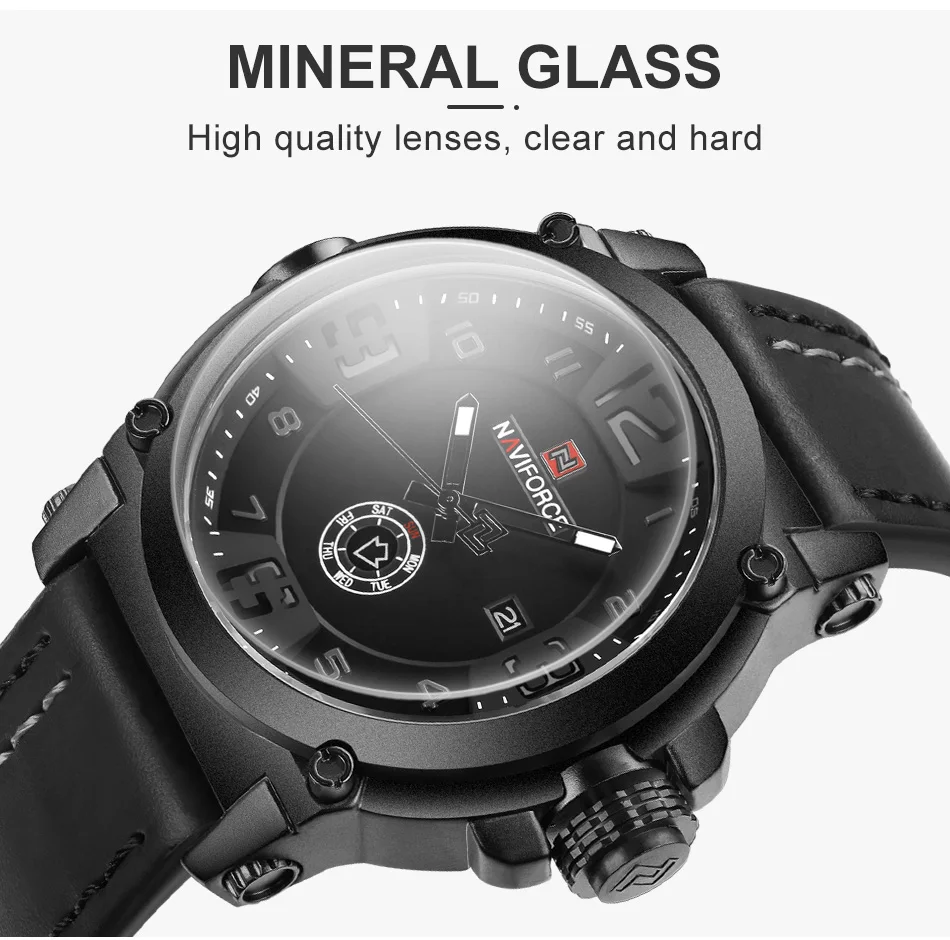 NAVIFORCE-Montre à Quartz pour Homme, Marque de Luxe, dehors Militaire, Date Analogique, Horloge, Bracelet en Cuir, Livraison Gratuite