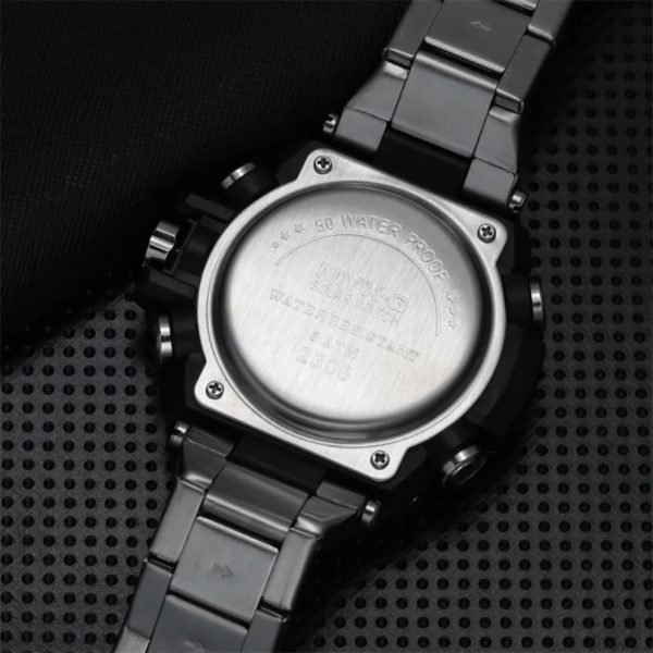 Montre à énergie solaire pour homme, Endurance Light, Minuterie à énergie cinétique, Réveil, Moulin à vent rotatif, Tout acier, Reloj zones bre – Image 6