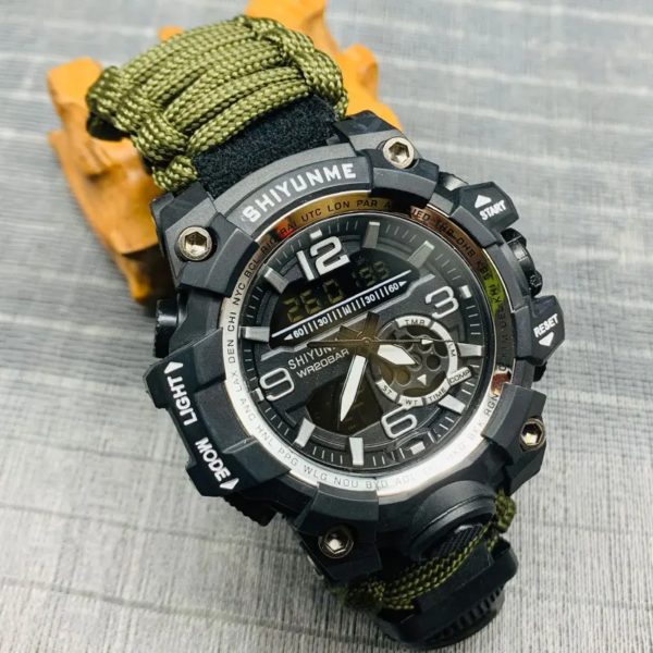 SHIYUNME – montre de Sport militaire pour hommes, numérique, LED, étanche, outil de Camping en plein air avec boussole, thermomètre, montre-bracelet à Quartz – Image 4