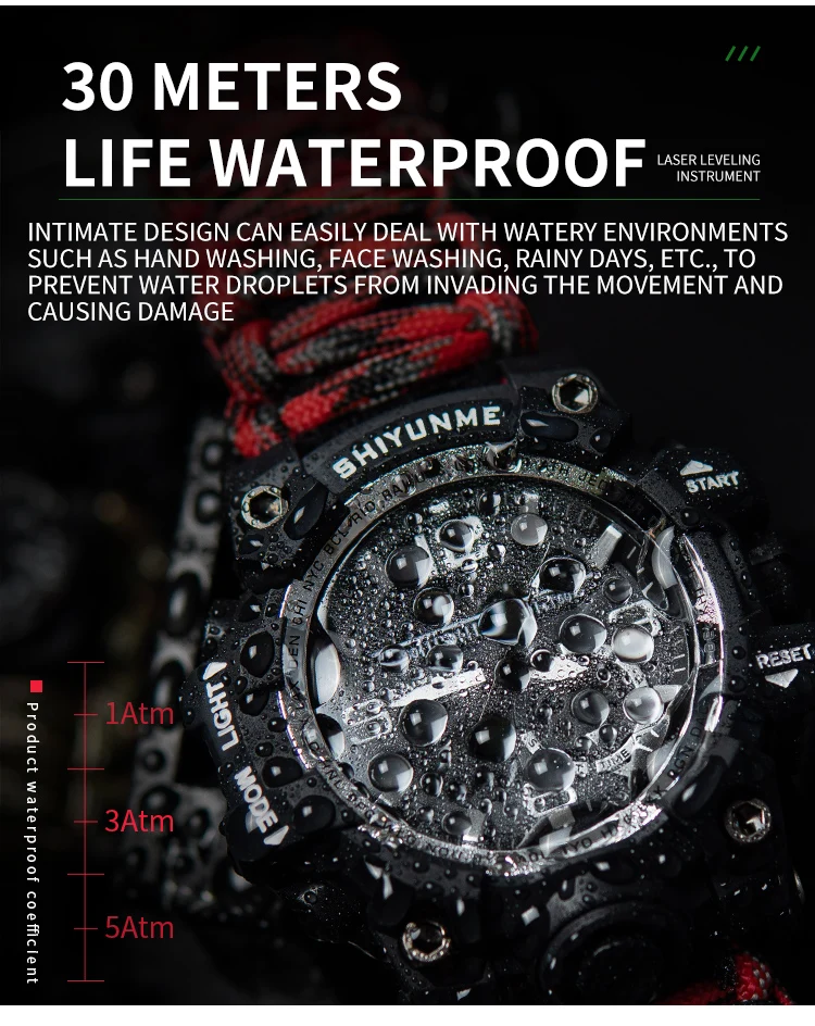 SHIYUNME – montre de Sport militaire pour hommes, numérique, LED, étanche, outil de Camping en plein air avec boussole, thermomètre, montre-bracelet à Quartz