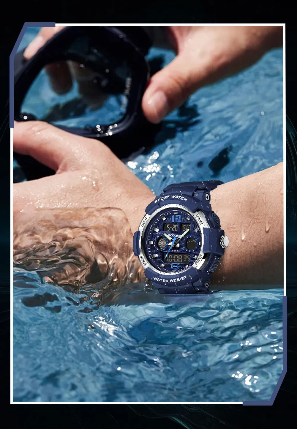 LIGE-Montre à quartz étanche pour homme, affichage numérique des touristes, montres de sport militaires, cadran bleu, chronographe calendrier, mode