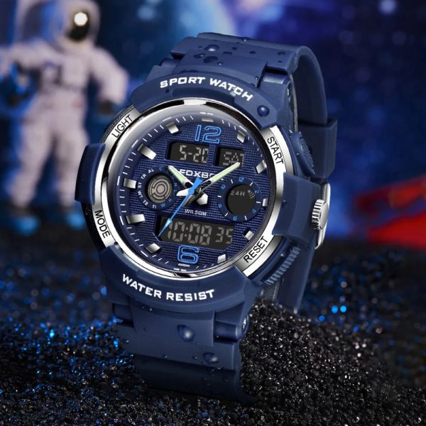 LIGE-Montre à quartz étanche pour homme, affichage numérique des touristes, montres de sport militaires, cadran bleu, chronographe calendrier, mode – Image 2
