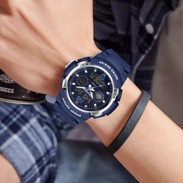 LIGE-Montre à quartz étanche pour homme, affichage numérique des touristes, montres de sport militaires, cadran bleu, chronographe calendrier, mode – Image 6