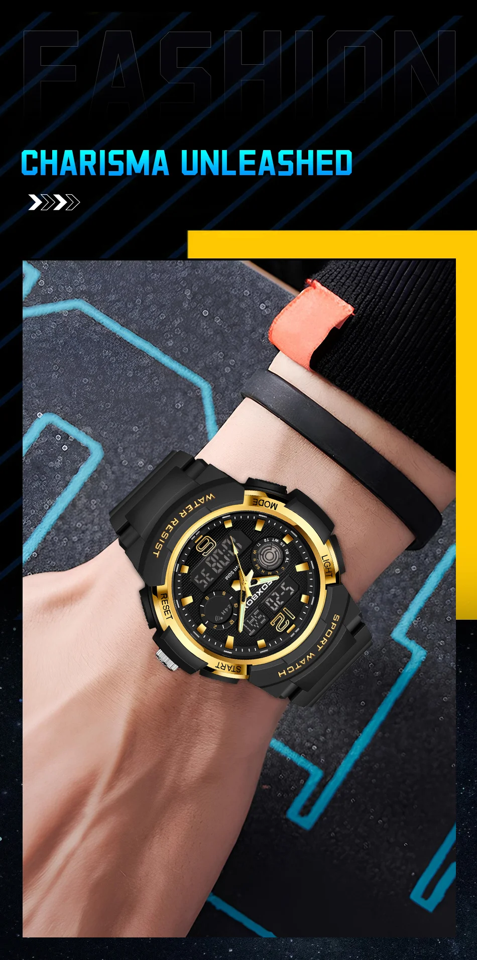 LIGE-Montre à quartz étanche pour homme, affichage numérique des touristes, montres de sport militaires, cadran bleu, chronographe calendrier, mode