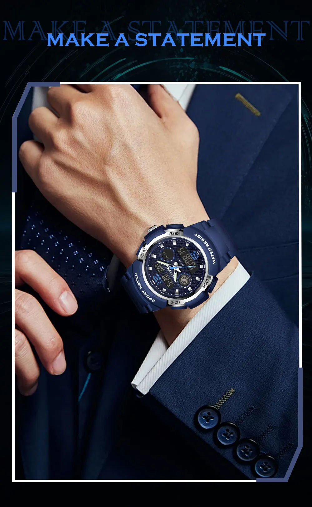 LIGE-Montre à quartz étanche pour homme, affichage numérique des touristes, montres de sport militaires, cadran bleu, chronographe calendrier, mode