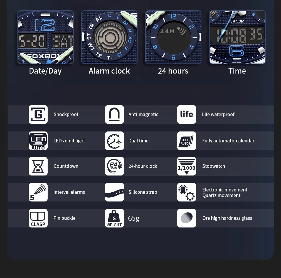 LIGE-Montre à quartz étanche pour homme, affichage numérique des touristes, montres de sport militaires, cadran bleu, chronographe calendrier, mode