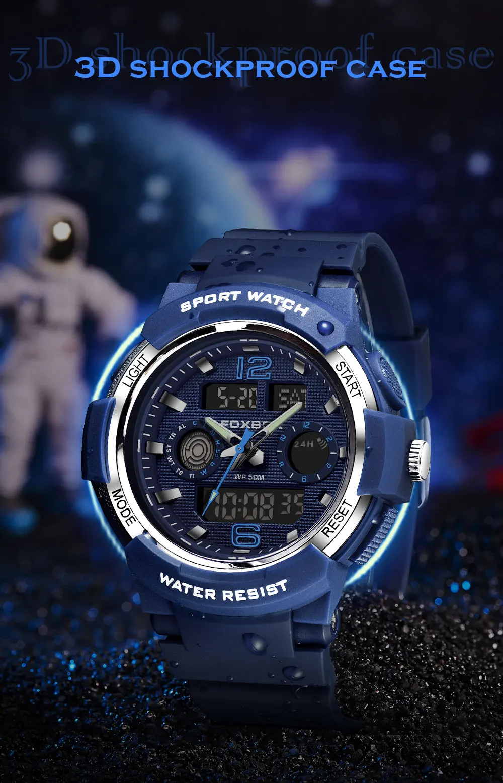 LIGE-Montre à quartz étanche pour homme, affichage numérique des touristes, montres de sport militaires, cadran bleu, chronographe calendrier, mode