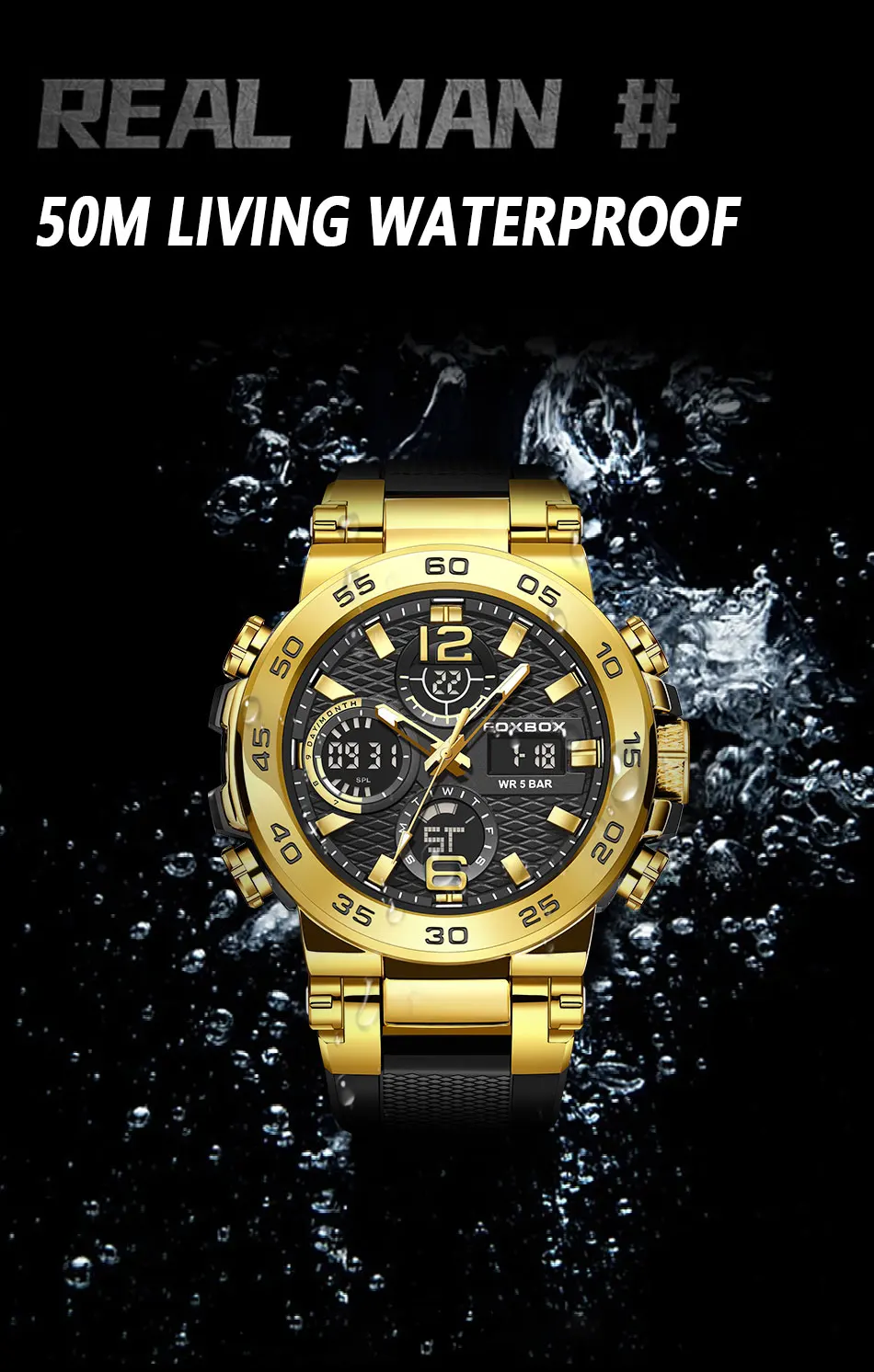 LIGE-Montres-bracelets de luxe à affichage LED pour hommes, montre de sport Shoous, horloge militaire à quartz étanche pour hommes, 2024