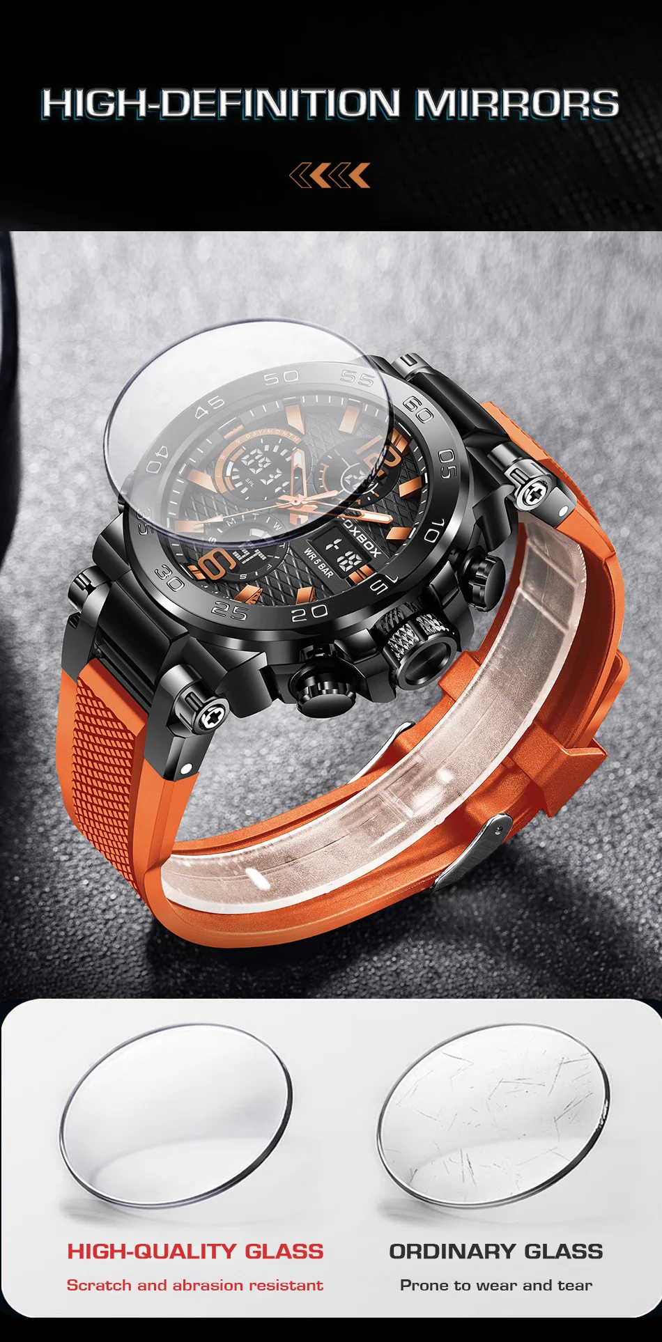 LIGE-Montre de Luxe à Quartz pour Homme, Affichage Numérique LED, Shoous, Mode Militaire, dehors, Date, Chronographe, Nouveau