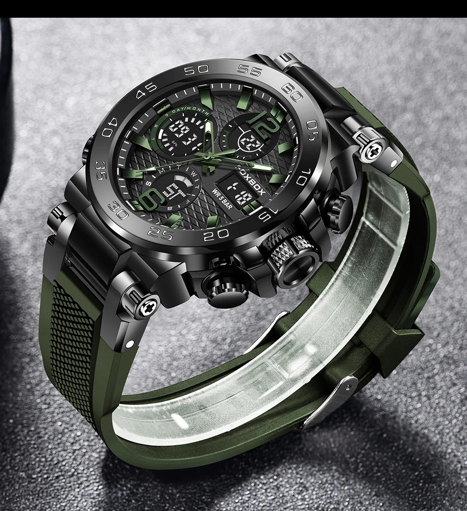 LIGE-Montre de Luxe à Quartz pour Homme, Affichage Numérique LED, Shoous, Mode Militaire, dehors, Date, Chronographe, Nouveau