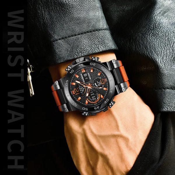 LIGE-Montre de Luxe à Quartz pour Homme, Affichage Numérique LED, Shoous, Mode Militaire, dehors, Date, Chronographe, Nouveau – Image 6