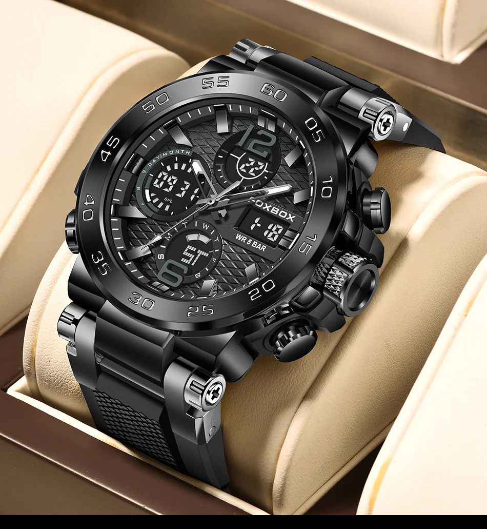 LIGE-Montre de Luxe à Quartz pour Homme, Affichage Numérique LED, Shoous, Mode Militaire, dehors, Date, Chronographe, Nouveau